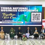 Sam Vea, President of the Tonga Chamber of Commerce & Industry, moderates the first day of panel discussions starting with the heads of Government Ministries.