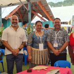 Distaquaine Tu'ihalamaka, CEO for the Ministry of Trade & Economic Development, Siosifa Pomana from the Tonga Chamber of Commerce & Industry with members of the Tonga delegation to the 52nd Pacific Island Forum Leaders Meeting in the Cook Islands